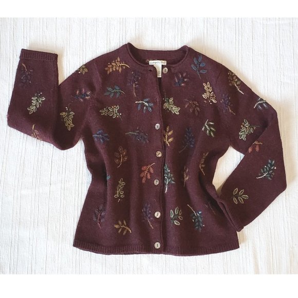 Cambridge Dry Goods Sweaters - Cambridge Dry Goods Embroidered Sweater, Deep Wine